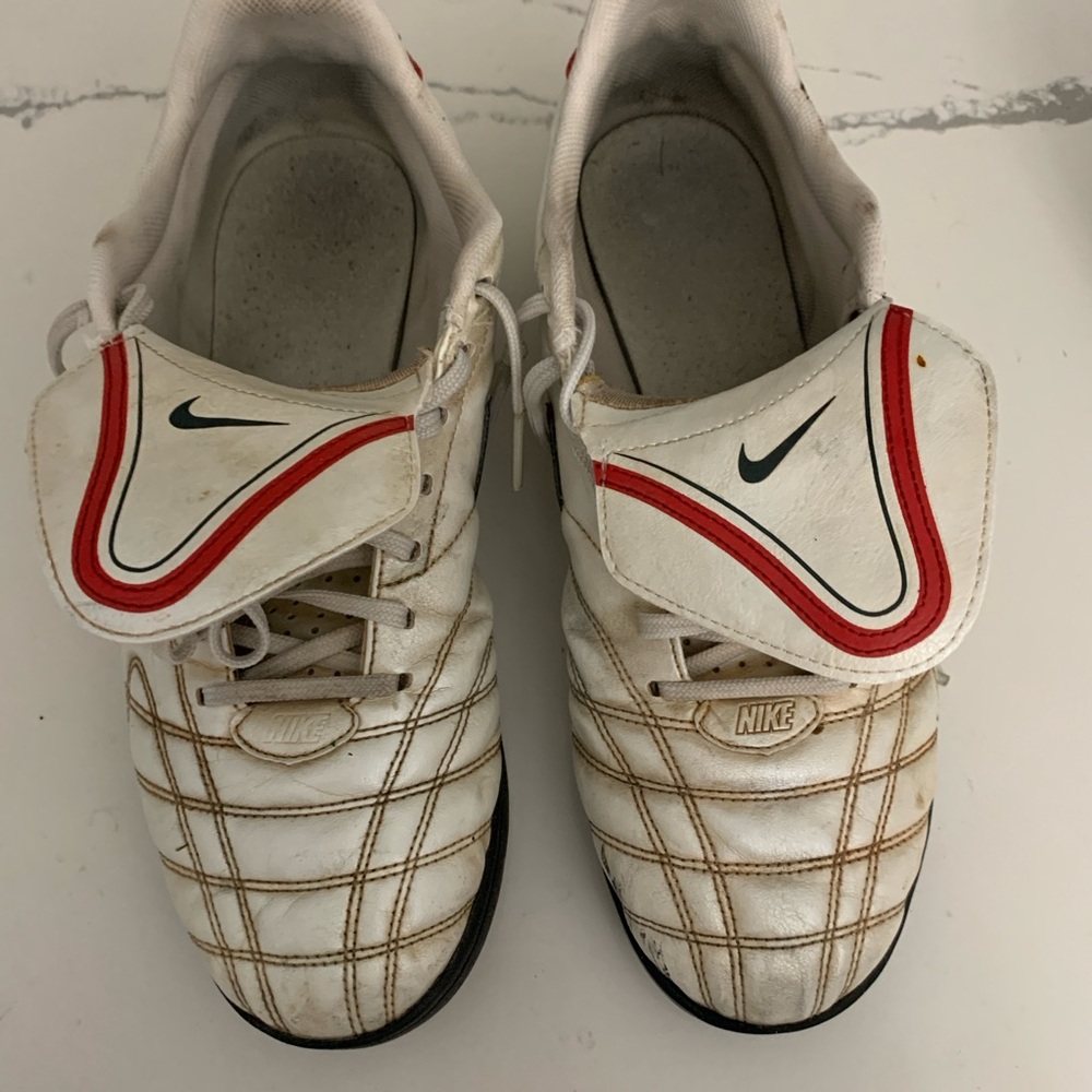 Nike White Soccer Cleats with Red Accents